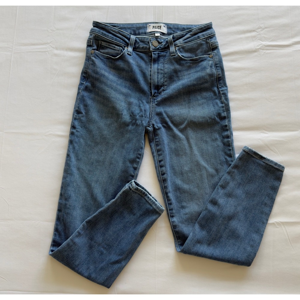 PAIGE Hoxton Crop Mid-Rise Skinny Jeans Medium Blue Wash Size 27